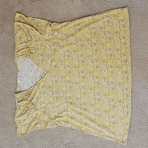 Grey and Yellow Floral Rose & Olive Shirt 1X